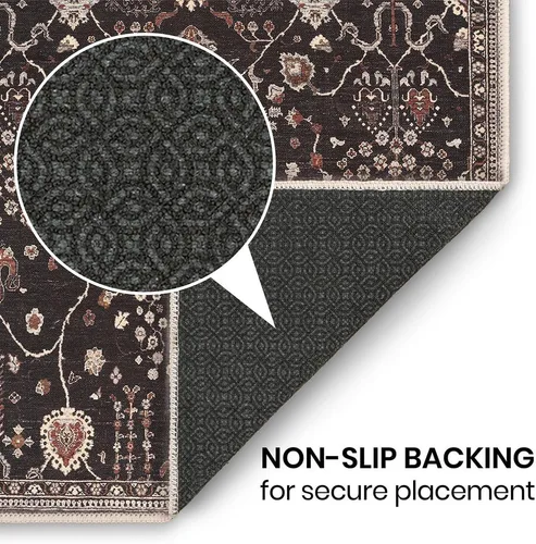 Miniatura 286 de GLN Rugs Traditional Collection - Alfombra de felpilla lavable a máquina, tradicional lavable, antideslizante, alfombra de felpilla de pelo corto