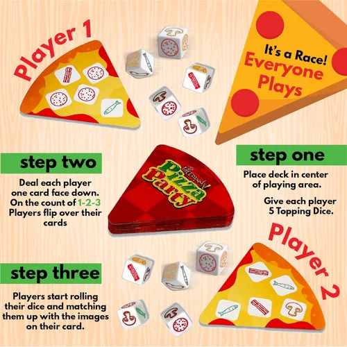 Miniatura 4 de University Games, Juego de dados de fiesta de pizza, juego de dados para niños y familias, a partir de 6 años