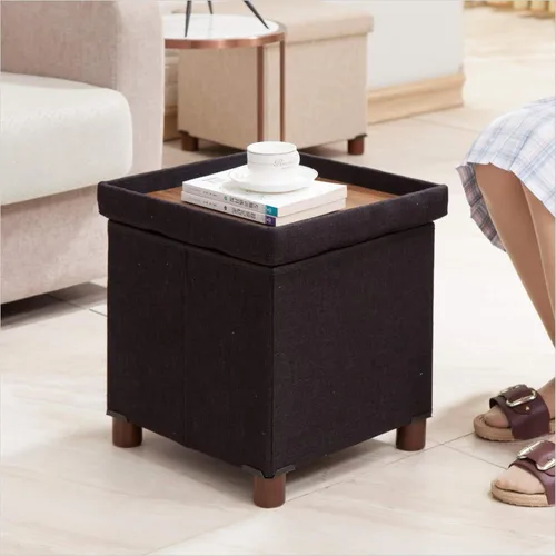 Miniatura 11 de banco otomano de almacenamiento de 30 pulgadas, banco de almacenamiento con patas de madera para reposapiés de otomana en la sala de estar, tapa
