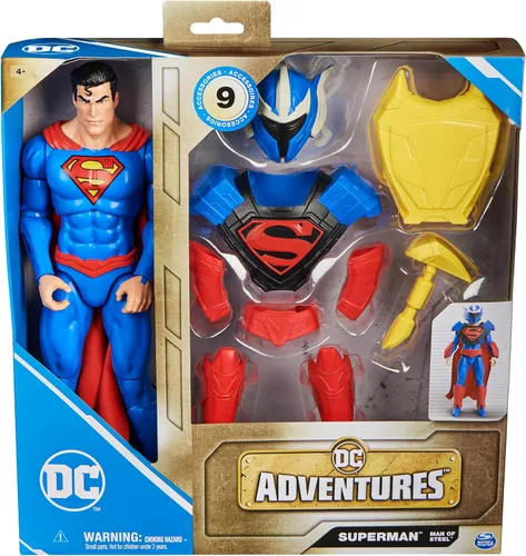 Miniatura 2 de DC Comics, Superman Man of Steel Figura de acción, DC Adventures, 12 pulgadas, 9 accesorios, juguetes coleccionables de superhéroes para niños