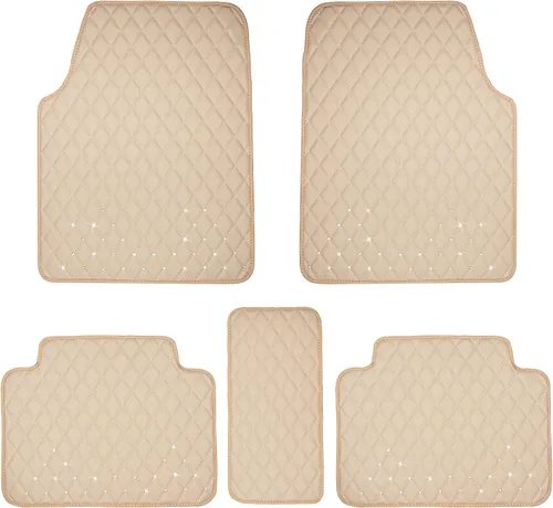 eing alfombrillas de piel sintética para el piso del auto, SUV y camión, aptas para todo tipo de clima, juego de 5 piezas de alfombrillas delanteras