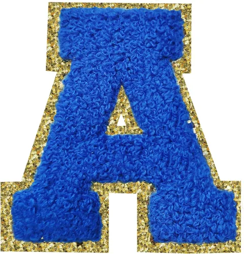 Miniatura 167 de SPRT - Parches de letras de chenilla universitaria con purpurina, parche de letras blancas para planchar con letras del alfabeto para disfraz