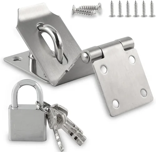 Miniatura 10 de HOWDIA Pestillo de Puerta de 4 Pulgadas de 90 Grados, Acero Inoxidable de Seguridad Pestillo de Candado en Ángulo Recto Pestillo de Bloqueo