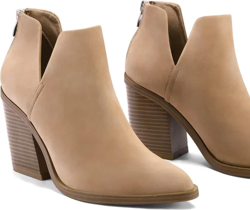 Miniatura 2 de mysoft Botines para mujer, sin cordones, puntera puntiaguda, gruesos, apilados, de tacón medio