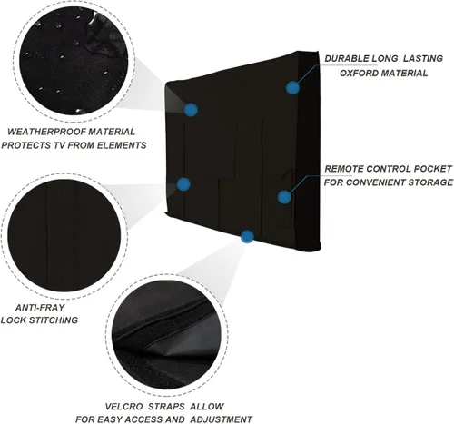 Miniatura 3 de iBirdie Cubierta impermeable para TV de pantalla plana exterior de 46 a 48 pulg., protector de pantalla de tela gruesa 600D, 44.5 x 27.5 x 5.5 pulg.