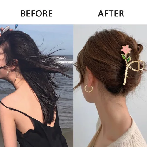 Miniatura 3 de Pinzas para el cabello de flores, de metal, grandes, antideslizantes, de sujeción fuerte, pasadores para el cabello floral, accesorios