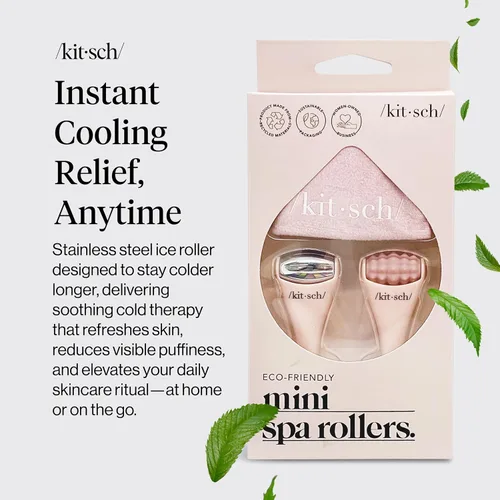 Miniatura 2 de Kitsch Mini rodillo facial y rodillo facial de hielo para el cuidado de la piel, rodillos faciales de acero inoxidable para reducir la hinchazón