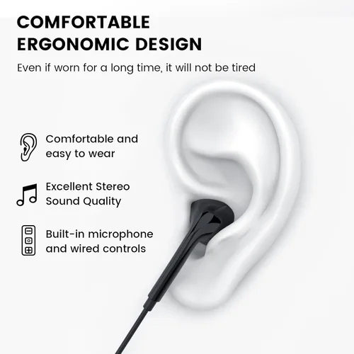 Miniatura 4 de MOSWAG - Audífonos con cable y con micrófono, auriculares intrauditivos de 3,5 mm con micrófono adecuados para teléfonos inteligentes, computadoras