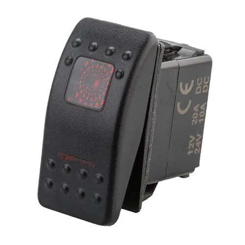 Miniatura 8 de Amarine Made Interruptor basculante impermeable de 12V 20 Amp On-Off-On 2 posiciones para barco marino DPDT 7 Pin con 2 lámparas LED (rojo)