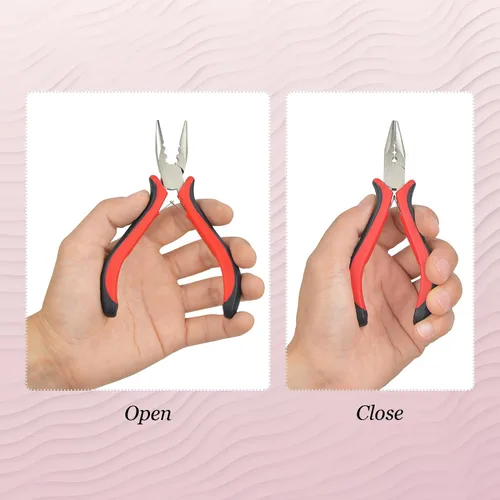 Miniatura 4 de Alicates para extensiones de cabello, 3 agujeros, herramienta de extracción de mini abridor para extensiones de cabello micro nano anillo Rojo 3