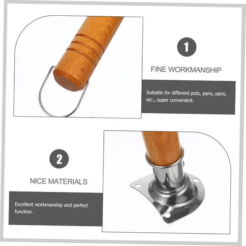 Miniatura 5 de DOITOOL Mango de madera para ollas de cocina universal de madera, mango de repuesto, 2 unidades, agarre de baquelita para olla de leche