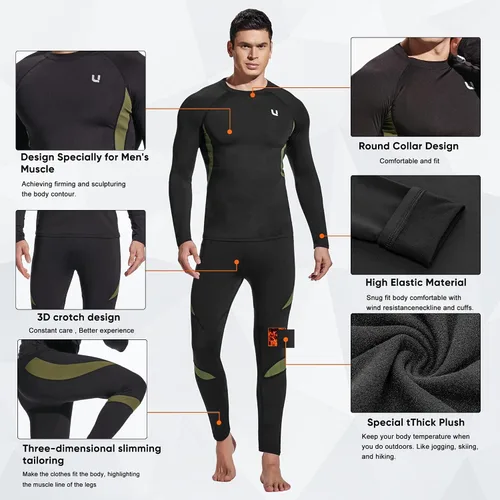 Miniatura 4 de UNIQUEBELLA - Ropa interior térmica para hombre con calzoncillos largos y forro polar de secado rápido y capa de base térmica