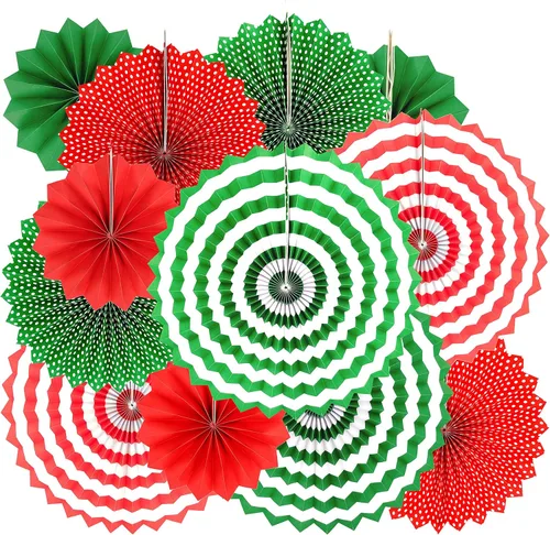 Miniatura 7 de Abanicos de papel para colgar en el techo, para Halloween, baby shower, cumpleaños, bodas, fiestas, 12 unidades Paperfan12t-blackorange