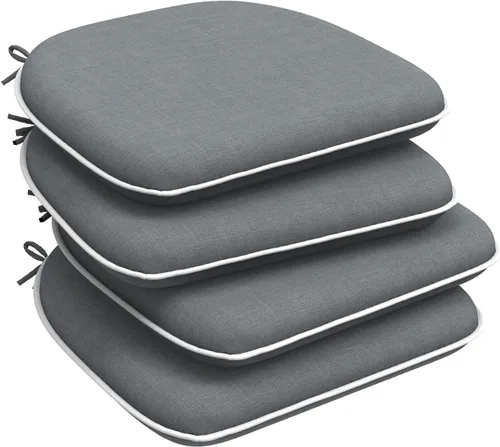 Miniatura 67 de DYTXIII Juego de 2 cojines para sillas de exterior con lazos, almohadillas repelentes al agua para sillas de patio de 17 x 16 pulgadas para muebles