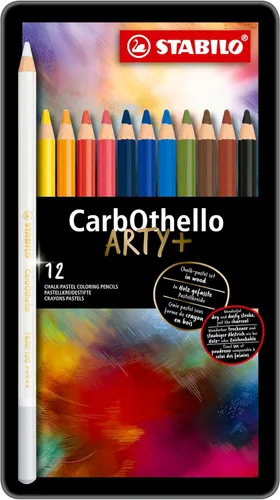 Miniatura 2 de STABILO Lápiz de Color de Artista Pastel Tiza CarbOthello ARTY, Juego de 12 en Lata, Efectos de Acuarela, Bocetos, Dibujo, Colorear
