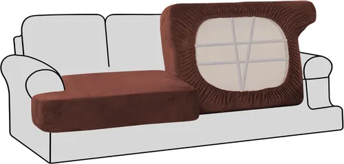Miniatura 45 de H.VERSAILTEX Fundas de terciopelo elástico para silla con cojín en forma de T para sala de estar, funda de sofá, funda de asiento con cojín