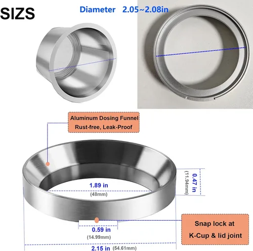 Miniatura 8 de Tazas K reutilizables a prueba de fugas con embudo de llenado de aluminio, cápsulas de café recargables de acero inoxidable 304, filtros universales