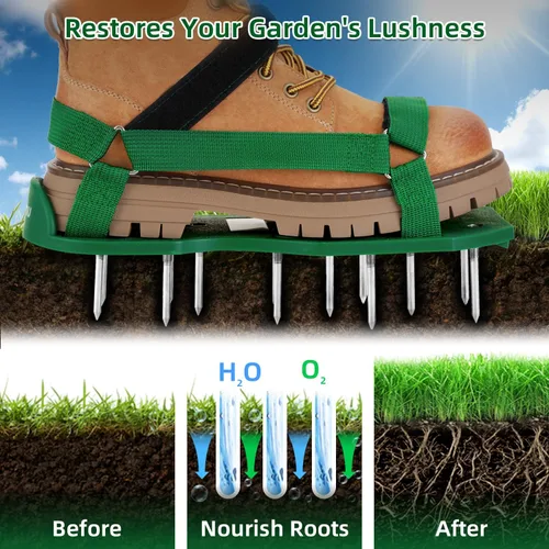 Miniatura 2 de Ohuhu Zapatos Aireadores de Césped para Hierba: Zapatos de Aireación de Instalación Gratuita con Pala de Acero Inoxidable, Sandalias Aireadoras