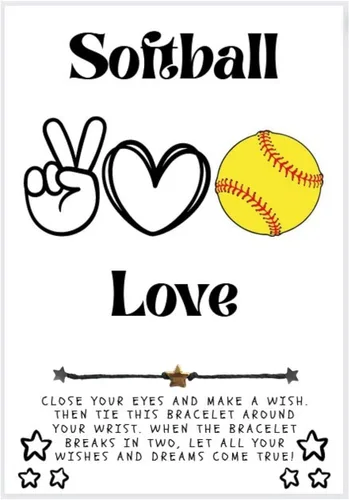 Miniatura 25 de Softball Wish Bracelet, Softball Gift, Team Gift, Softball Card, Graduation, Senior Year, Sports Team Party Favor Gift, Team Wish Gift