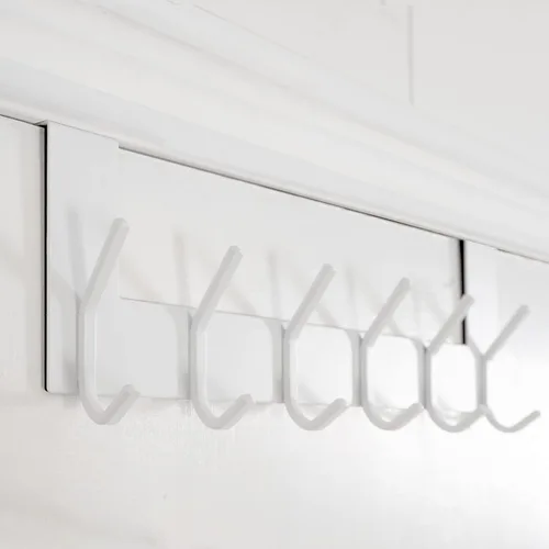Miniatura 5 de WEBI - Perchero de 6 ganchos para abrigos, para colgar sobre la puerta, ideal para colgar toallas, ropa y abrigos en la puerta del baño Blanco