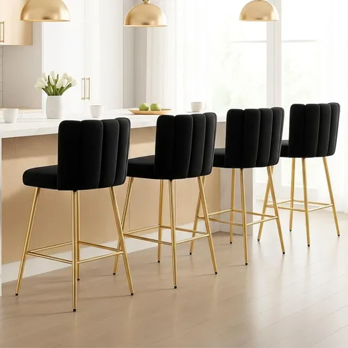 Miniatura 15 de Velvet - Taburetes de bar de 30 pulgadas de altura, juego de 2 taburetes de cocina modernos tapizados, taburetes de mostrador con patas de metal