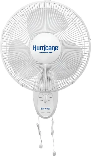 Miniatura 8 de Hurricane Ventilador de pared oscilante clásico de 16 pulgadas con 3 ajustes de velocidad, color blanco