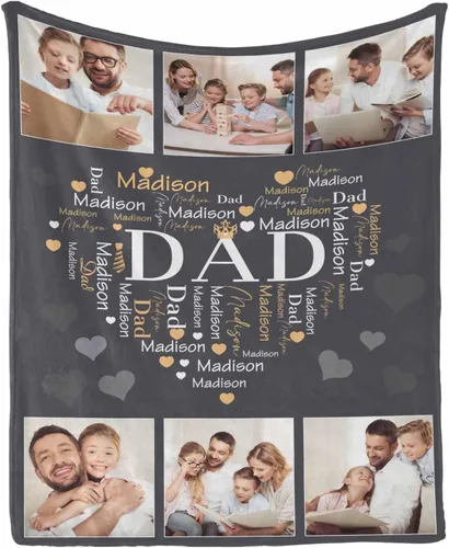 Miniatura 6 de InterestPrint Customized Blankets with Photos Gifts for Dad on Father's Day Birthday, Dad Blanket from Daughter Son Wife Personalized Throw Gifts