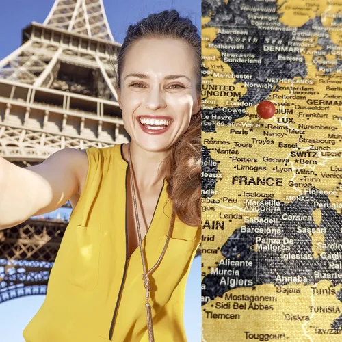 Miniatura 2 de HolyCowCanvas Mapa Mundial de Viajes Dorado y Azul Marino con Alfileres, Tablero de Mapa Mundial Personalizado con Alfileres para Rastrear Lugares