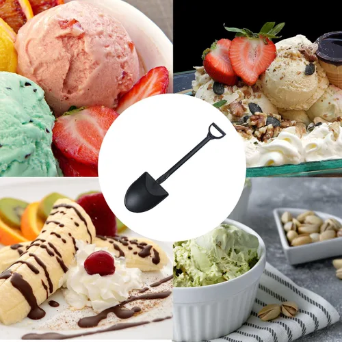 Miniatura 6 de Ouliget Cucharas con forma de pala, lindas cucharas de postre de plástico desechables, palas de cuchara de postre de helado, 100