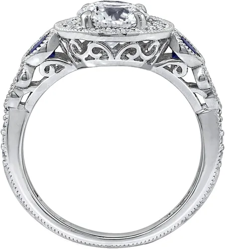 Miniatura 2 de Tienda Collection Platinum-Plated Sterling Silver Infinite Elements Cubic Zirconia Antique Round-Cut and Created Sapphire Ring