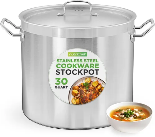 Miniatura 17 de NutriChef Olla resistente de 20 cuartos de galón con tapa de acero inoxidable, olla grande para inducción, cocinas de gas y eléctricas, perfecta