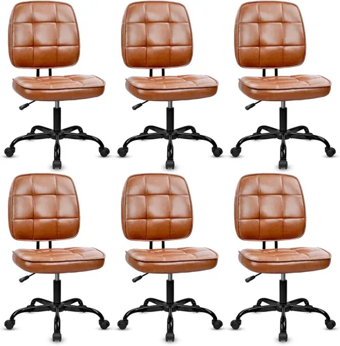Miniatura 22 de CLATINA Silla de oficina en casa, sin brazos con ruedas, silla de escritorio pequeña de altura ajustable, sillas giratorias de trabajo de malla