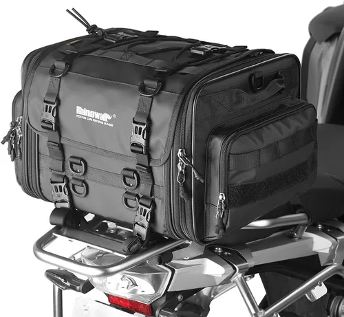 Miniatura 10 de Rhinowalk Bolsa para sillín de motocicleta, bolsa trasera de motocicleta, impermeable, expandible, bolsa de viaje para deportes motorizados
