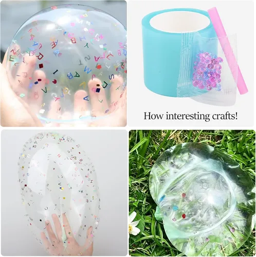 Miniatura 3 de Cinta Nano para Kit de Burbujas - 6 piezas de Cinta Elástica Colorida de Doble Cara para Decoración con Globos y Manualidades