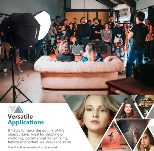 Miniatura 7 de Neewer - Softbox octogonal de 95 cm con bolsa de transporte, compatible con Speedlite, flash de estudio, sombrilla portátil para estudio