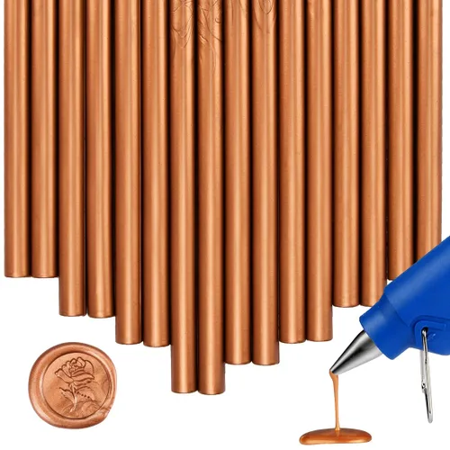 Miniatura 10 de 16 piezas de mini pistola de pegamento para sello de cera para sello de cera, oro ámbar, ideal para invitaciones de boda, tarjetas, sobres, paquetes