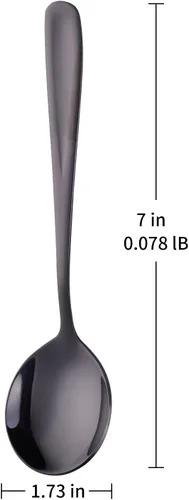 Miniatura 2 de 8-Piece Stainless Steel Table Spoons, 7 Inch Soup Spoons for Cereal, Dessert, Soup, Coffee & Tea(black）
