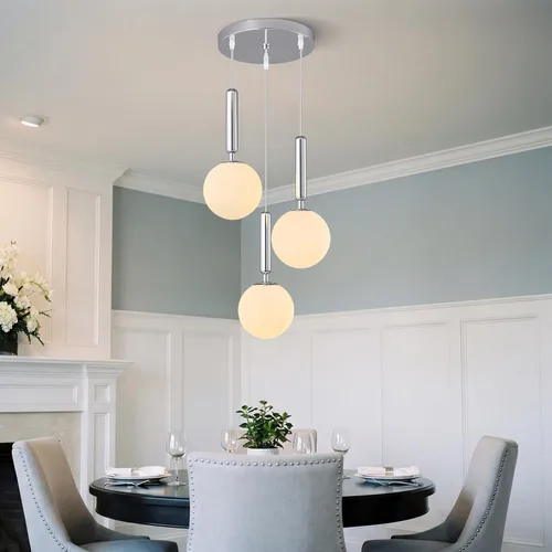 Miniatura 15 de Lámpara Colgante Moderna Accesorio de Iluminación Colgante para Isla de Cocina Luces Colgantes Doradas de Mediados de Siglo con Globo de Vidrio Oro