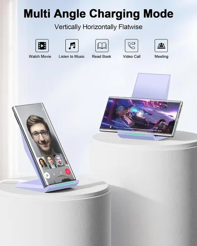 Miniatura 5 de Cargador inalámbrico NANAMI con cargador USB C - Soporte de carga rápida inalámbrica certificado Qi compatible con iPhone 17/16/15/14/13/12, base