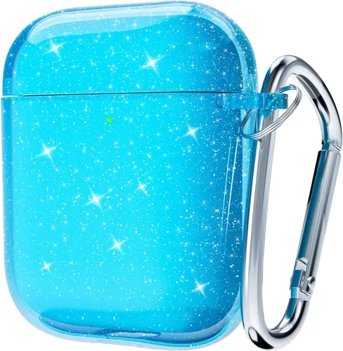 Miniatura 23 de Svanove Funda para Airpods Transparente con Purpurina, Funda Brillante y Bonita para Airpods de 1ª y 2ª Generación con Llavero, Carcasa Rígida