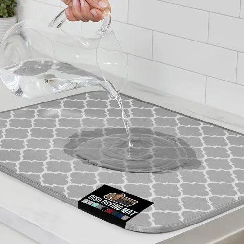 GORILLA GRIP Tapete de microfibra ultra absorbente de agua, malla gruesa de secado rápido, almohadilla antideslizante para platos de fregadero o