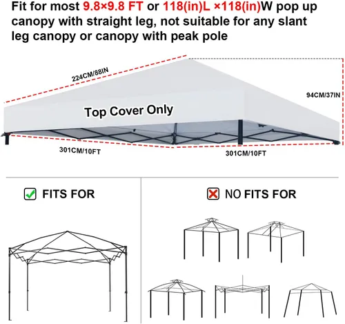 Miniatura 2 de Joramoy Toldo de repuesto de 8 x 8 pulgadas, cubierta impermeable para tienda de campaña desplegable con cuerdas resistentes al viento para marco
