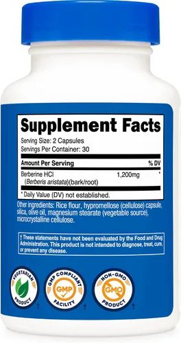 Miniatura 5 de Nutricost Berberina HCl 1200 mg, 60 cápsulas vegetarianas, sin gluten y sin OMG