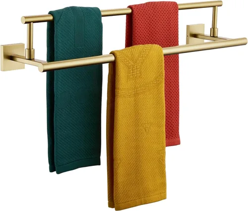 Miniatura 16 de KOKOSIRI Toalleros de baño de 36 pulgadas, rieles dobles para toallas, portatollas negro mate extralargo para cocina, inodoro, acero inoxidable