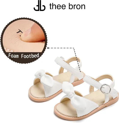 Miniatura 6 de THEE BRON Sandalias para niñas pequeñas, zapatos de vestir para niña de flores, zapatos planos de verano con punta abierta