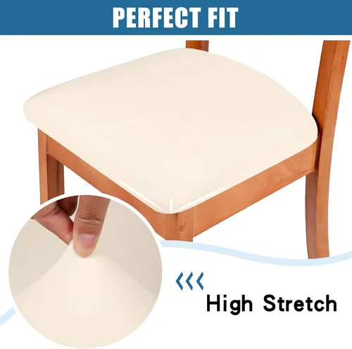 Miniatura 4 de Smiry - Fundas de asiento de terciopelo para silla de comedor, juego de 6, ajuste elástico, extraíbles, lavables, protector de cojín de asiento