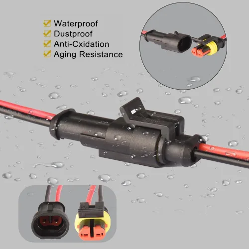Miniatura 2 de 5Kit de 2 pines vías 18 AWG conector impermeable para automóvil, conector de terminal serie de 0.059 in, paquete de 5 (5 kit de 2 pines)