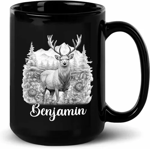 Miniatura 15 de Taza de café negra con diseño de oso de lápiz personalizada, regalo para los amantes de los osos, mamá y papá, taza de café de oso con dibujos
