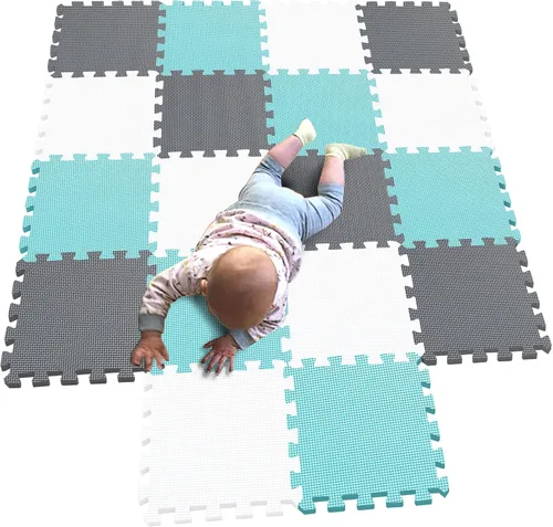 Miniatura 21 de MQIAOHAM® Alfombras de Juego tipo Rompecabezas de 18 Piezas, Alfombra de Juego Suave para Bebés, Baldosas de Espuma Entrelazadas para Niños, Café