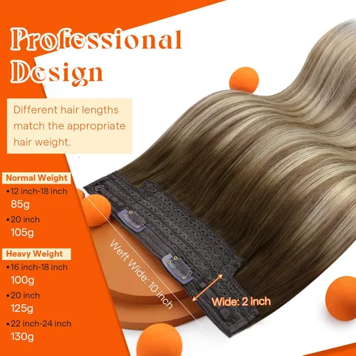 Miniatura 2 de Sunny Hair - Extensiones de cabello humano con banda invisible, color marrón a marrón claro con rubio medio (#3/8/22), 12 pulgadas